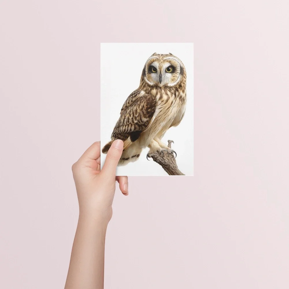 Watercolor Short-Eared Owl Portrait Wall Art Print, Unframed - Graceful Woodland - Picture 5 of 6